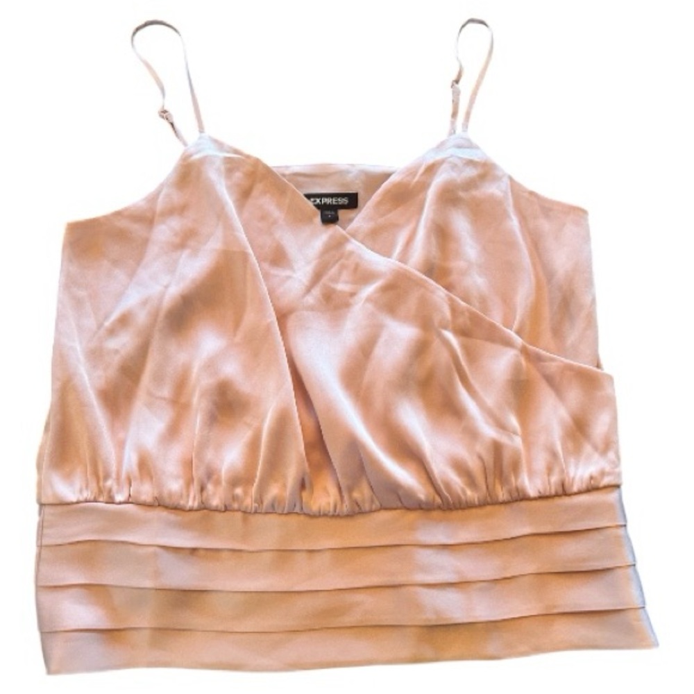 Express NWT blush blouse banded pleated hem spaghetti straps